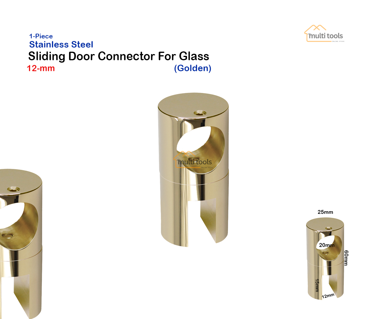 Sliding Door Connector Golden (12mm)